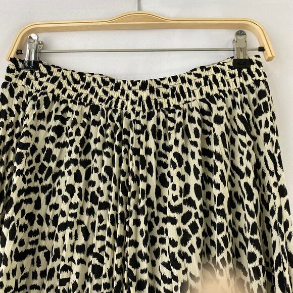 Melrose with Love Animal Print Maxi Skirt Women M Black Cream Pleated Accordion - Picture 3 of 8